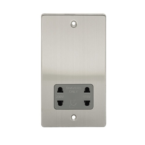 D-DVSS-BCG Dual Voltage Shaver Socket with Grey Insert Brushed Chrome